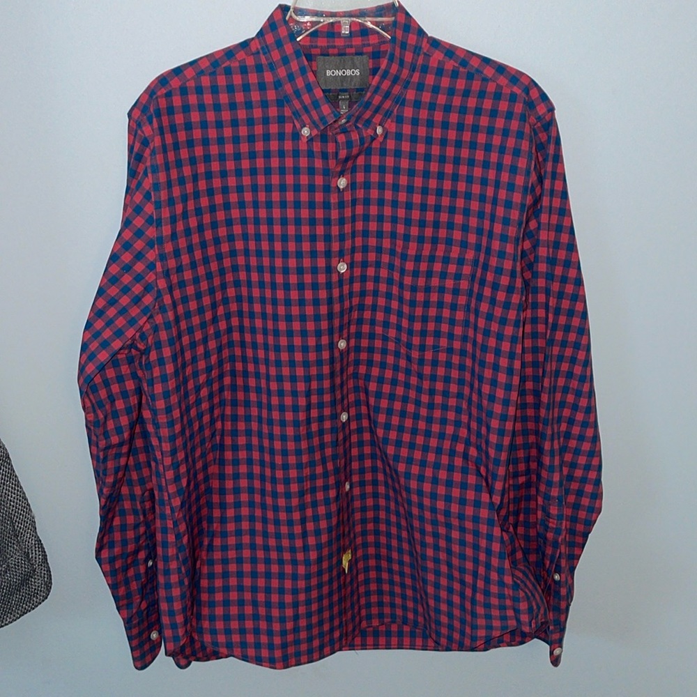 Bonobos Men's Size Large Slim Fit Check Button-Down Long Sleeve